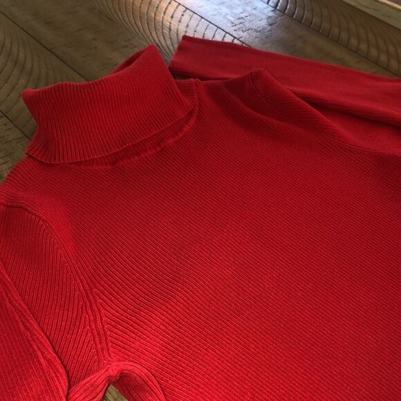 Lands’ End Cotton Blend Turtle🐢neck Elastane for Stretch. Deep Red Small is 6-8 - Picture 5 of 17